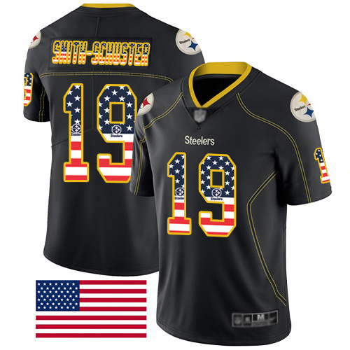 Men Pittsburgh Steelers Football #19 Limited Black JuJu Smith Schuster Rush USA Flag Nike NFL Jersey->pittsburgh steelers->NFL Jersey